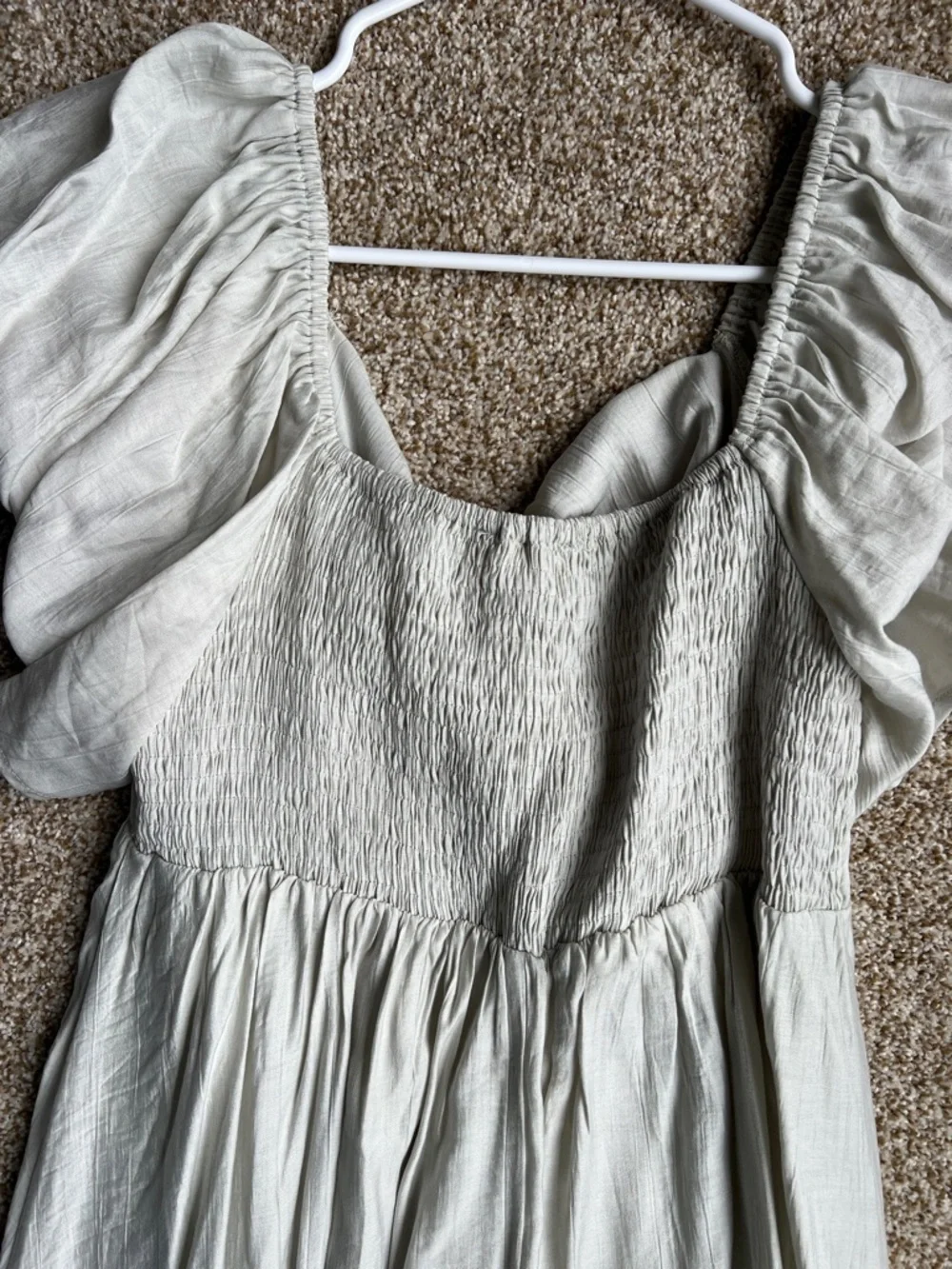 Front Tie Ruffle Midi Dress in Silver Sage - Picture 4 of 5